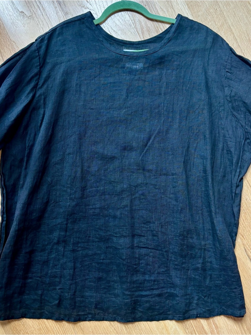 FLAX brand Women’s Oversize Linen Casual Black Short-Sleeve Shirt - Picture 4 of 5